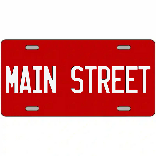 Main Street White on Red Metal Sign