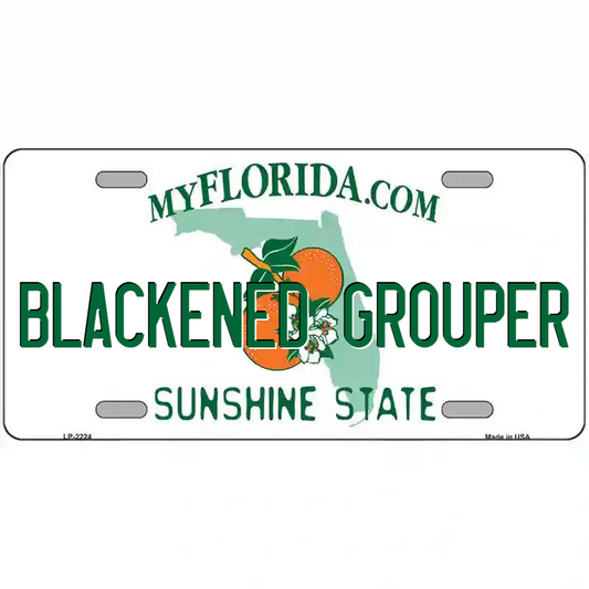 Blackened Grouper Florida Metal Sign