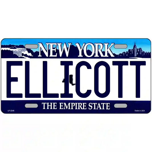 Ellicott New York Blue Metal Sign