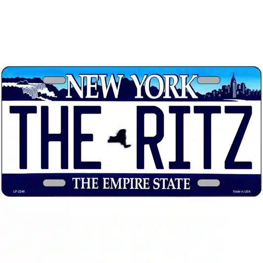 The Ritz New York Blue Metal Sign