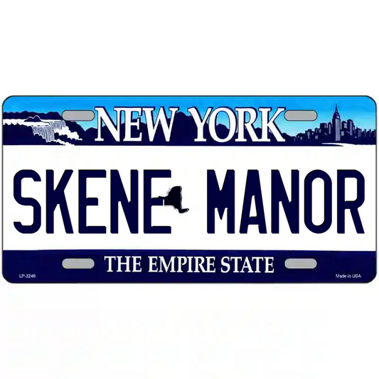 Skene Manor New York Blue Metal Sign
