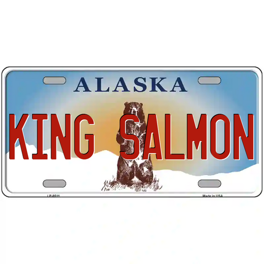 King Salmon Alaska Metal Sign
