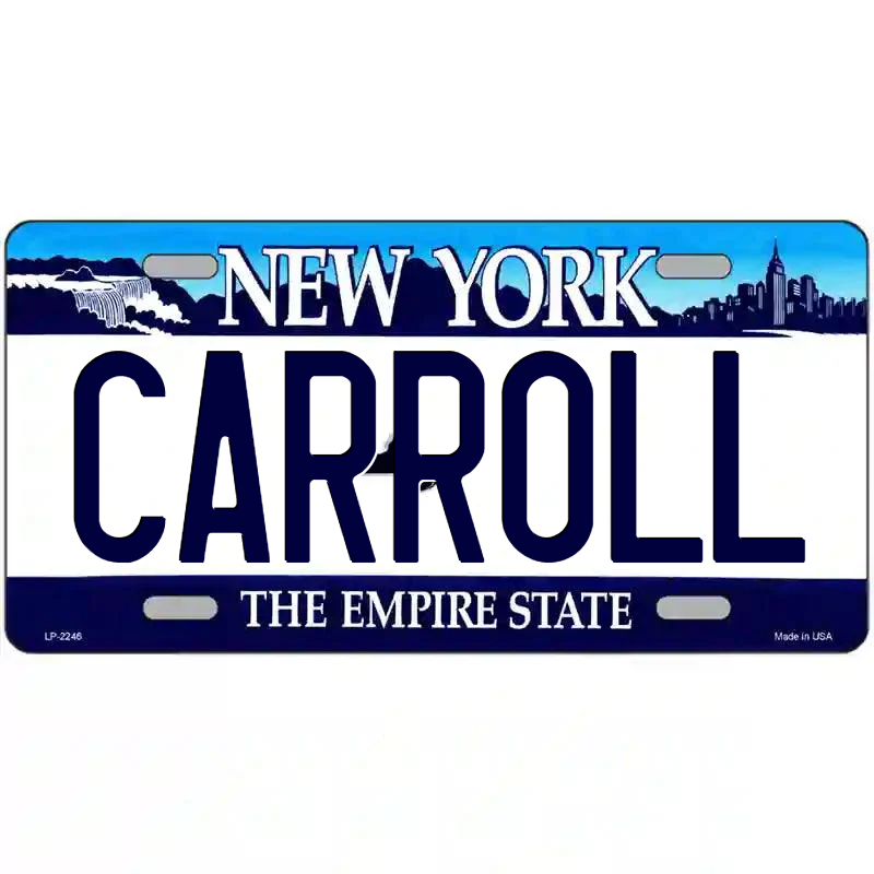 Carroll New York Blue Metal Sign
