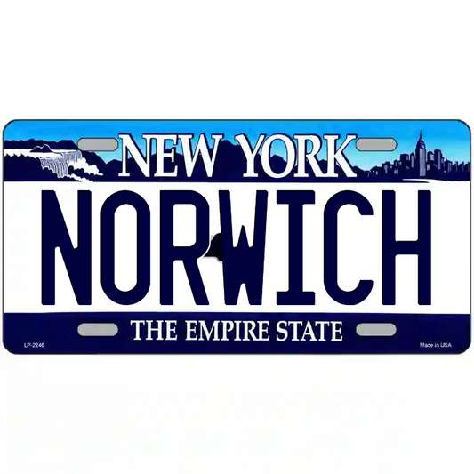 Norwich New York Blue Metal Sign