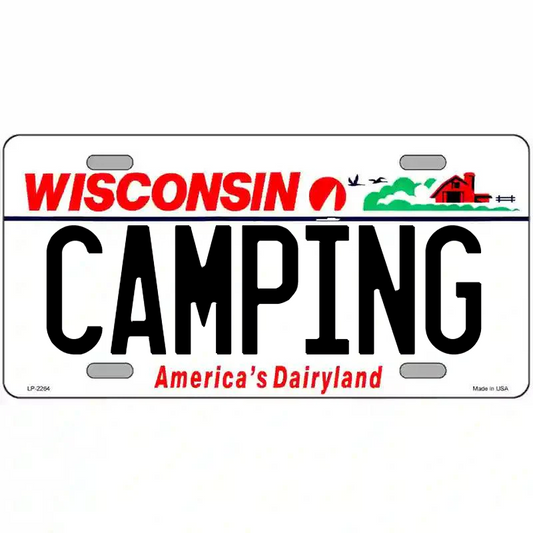 Camping Wisconsin Metal Sign
