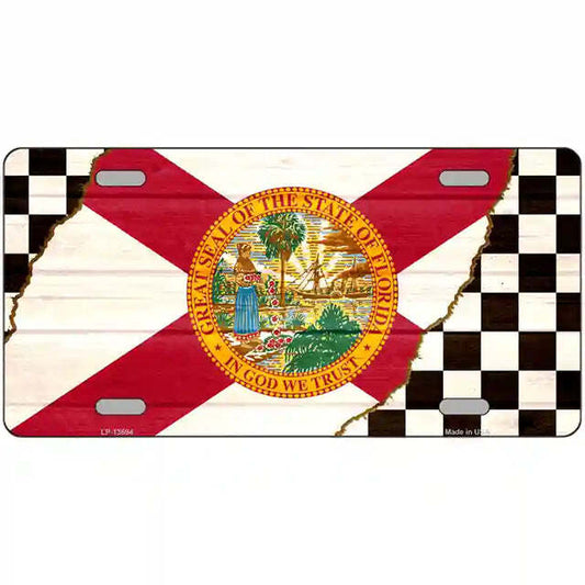 Florida Racing Flag Metal Sign