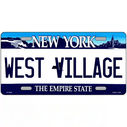 West Village New York Blue Metal Sign