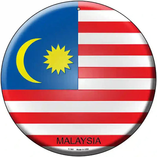 Malaysia Flag 12" Circle Metal Sign