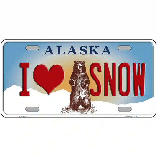 I Love Snow Alaska Metal Sign