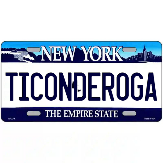 Ticonderoga New York Blue Metal Sign