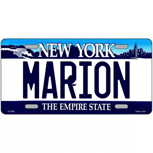Marion New York Blue Metal Sign