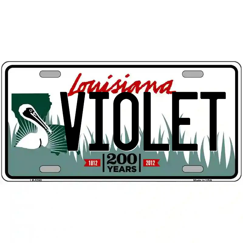Violet Louisiana Metal Sign