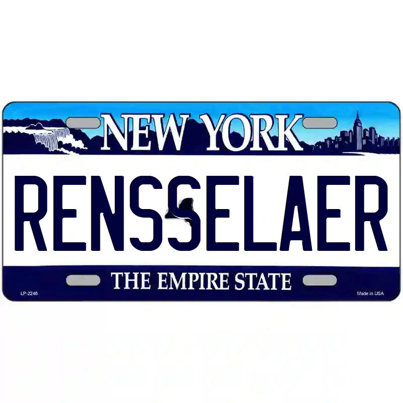Rensselaer New York Blue Metal Sign