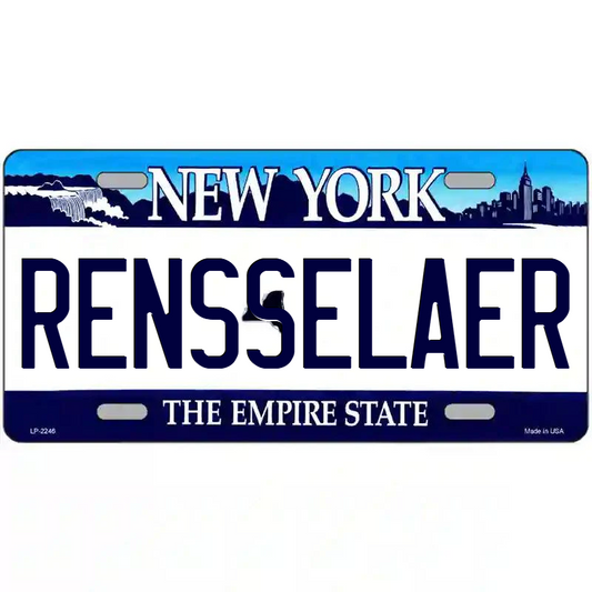 Rensselaer New York Blue Metal Sign