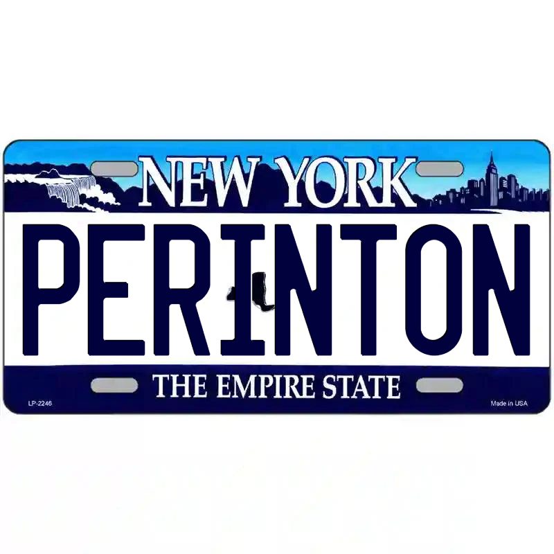 Perinton New York Blue Metal Sign