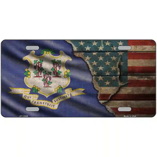 Connecticut American Flags Vintage Look Metal Sign