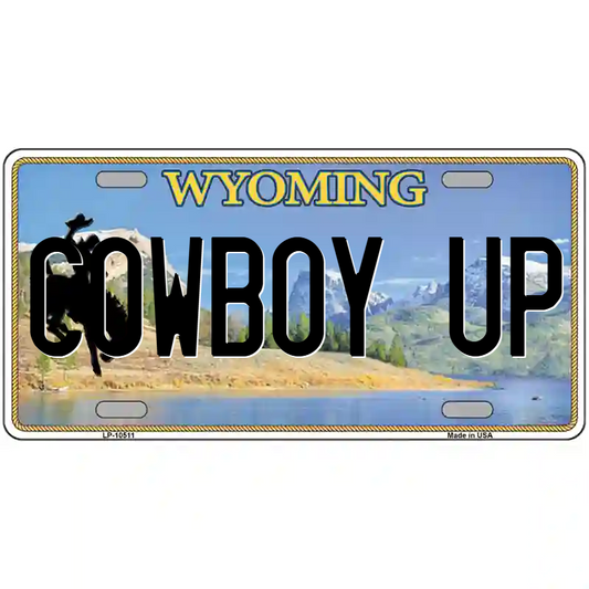 Cowboy Up Wyoming Metal Sign