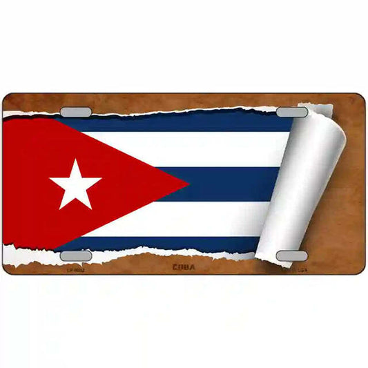 Cuba Scroll Flag Metal Sign