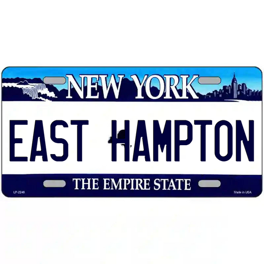 East Hampton New York Blue Metal Sign