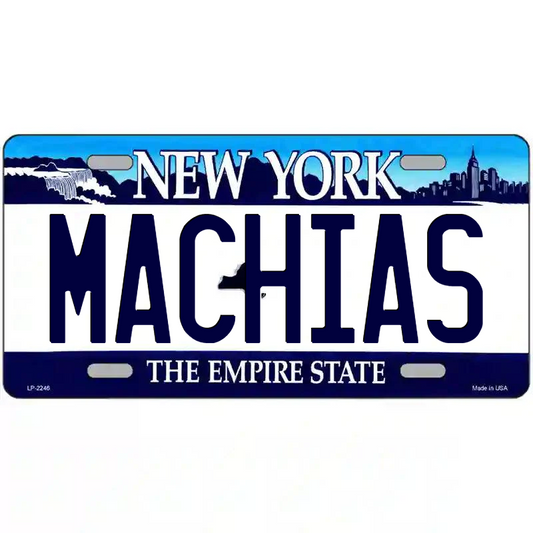 Machias New York Blue Metal Sign