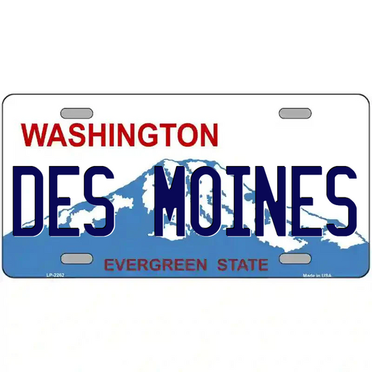 Des Moines Washington Metal Sign