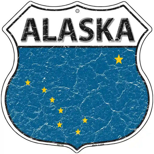 Alaska Flag Highway Shield Metal Sign