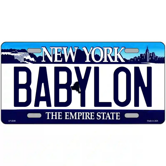 Babylon New York Blue Metal Sign