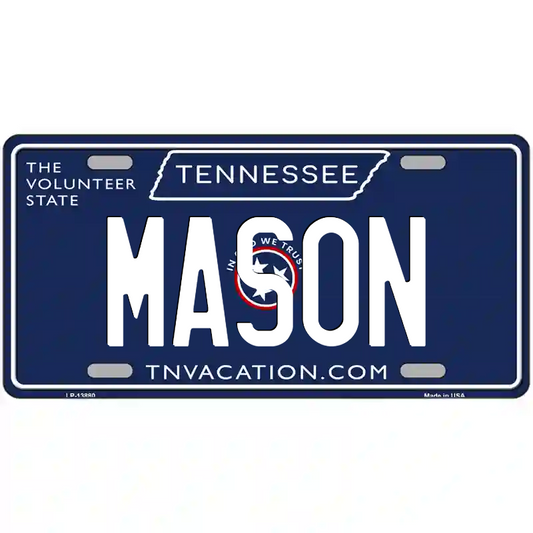 Mason Tennessee Blue Metal Sign