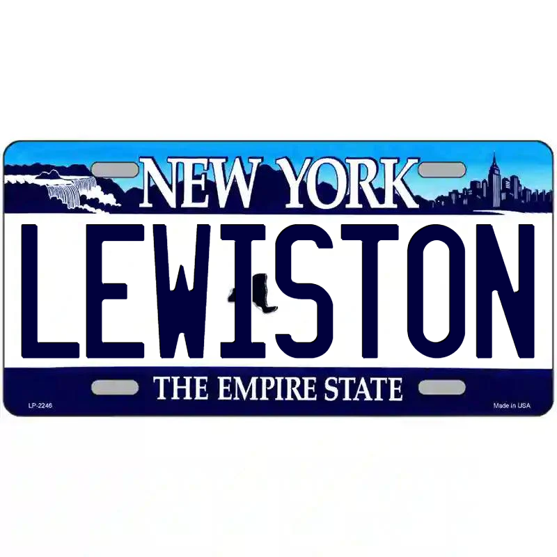 Lewiston New York Blue Metal Sign