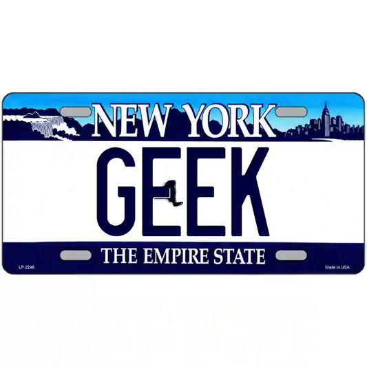 Geek New York Blue Metal Sign