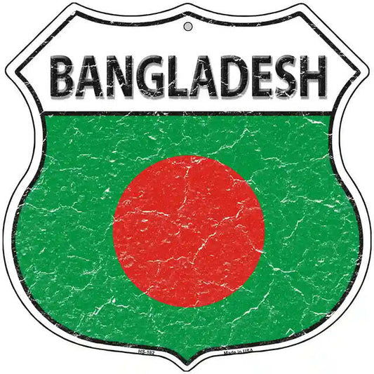 Bangladesh Flag Highway Shield Metal Sign