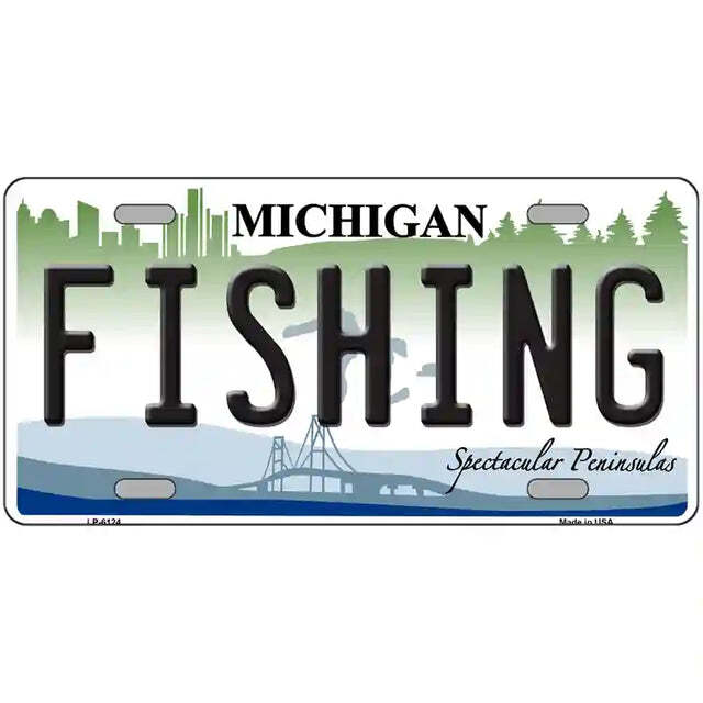 Fishing Michigan Metal Sign