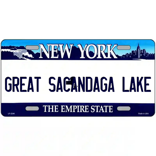 Great Secandaga Lake New York Blue Metal Sign