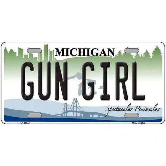 Gun Girl Michigan Metal Sign
