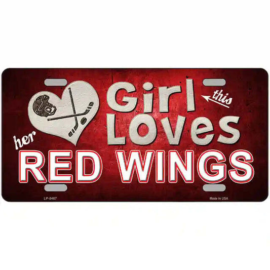 This Girl Loves Her Red Wings Metal Sign