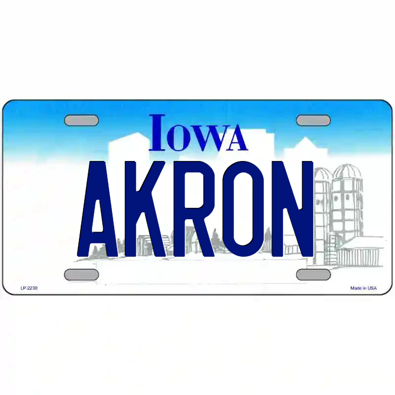 Akron Iowa Metal Sign