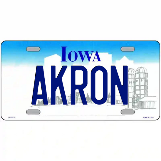 Akron Iowa Metal Sign