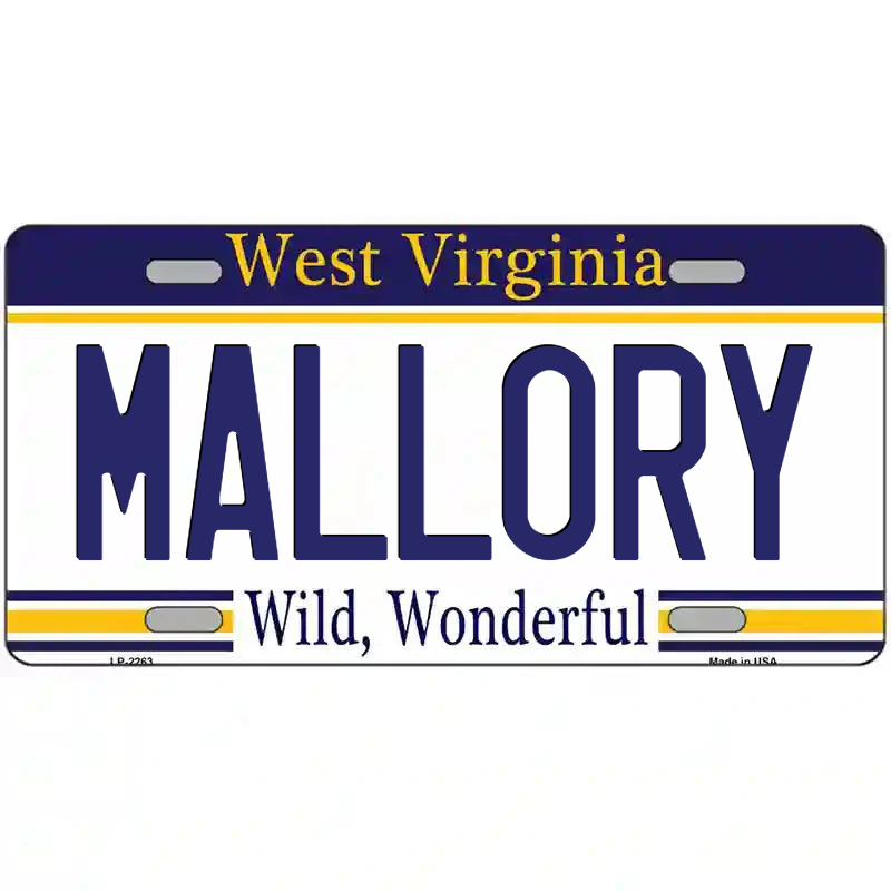 Mallory West Virginia Metal Sign