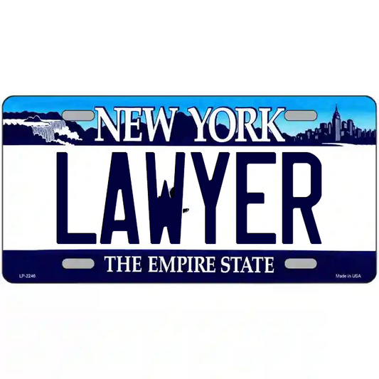 Lawyer New York Blue Metal Sign