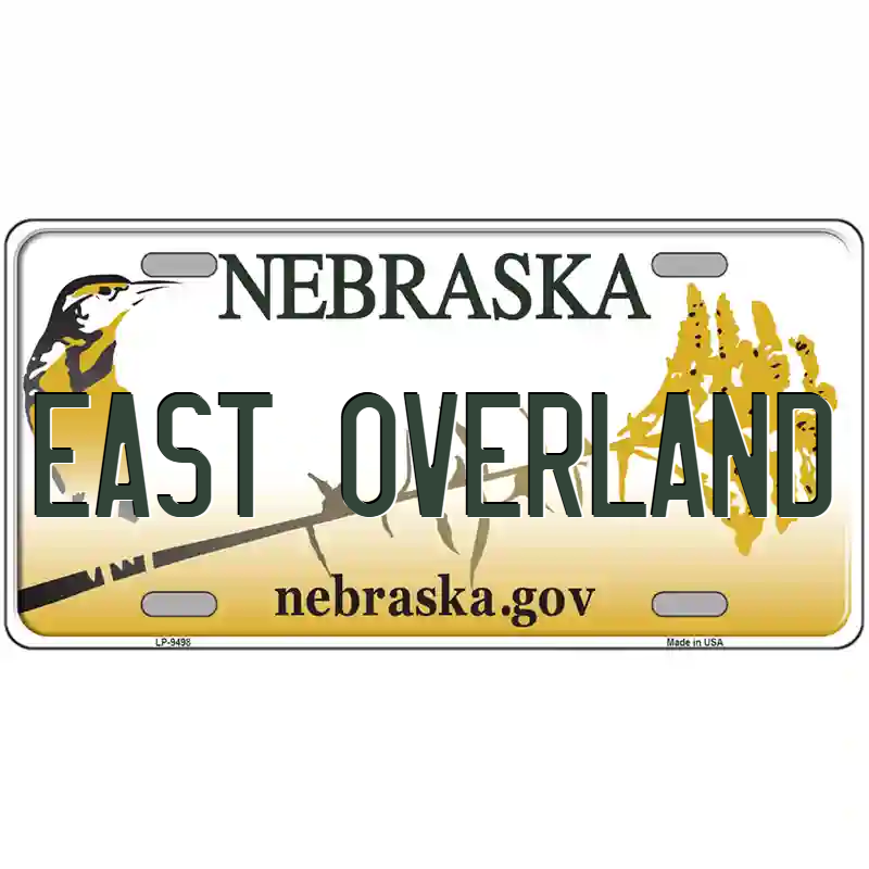 East Overland Nebraska Metal Sign