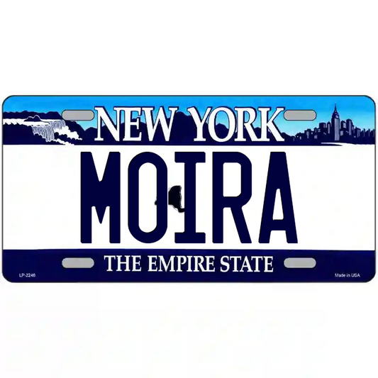 Moira New York Blue Metal Sign