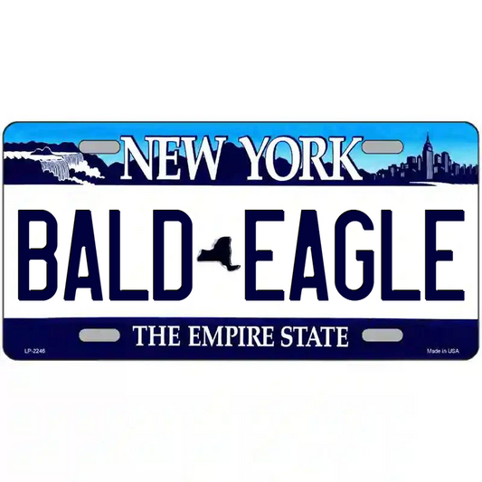 Bald Eagle New York Blue Metal Sign