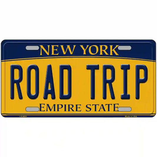 Road Trip New York Yellow Metal Sign