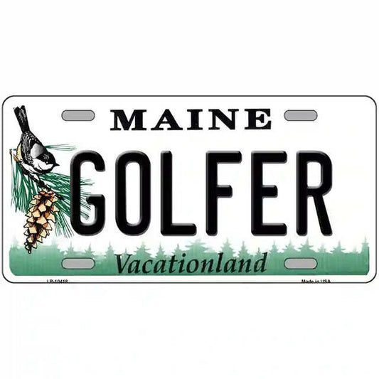 Golfer Maine Metal Sign