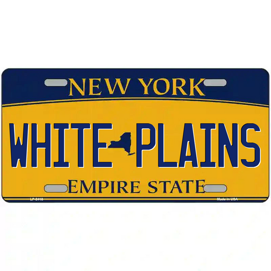 White Plains New York Yellow Metal Sign