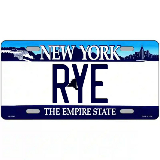 Rye New York Blue Metal Sign