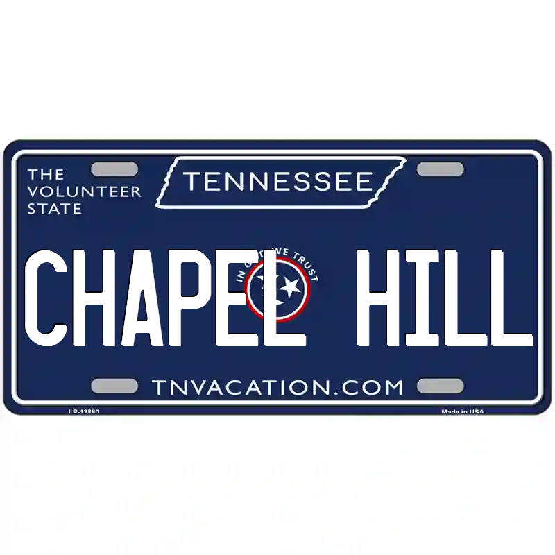 Chapel Hill Tennessee Blue Metal Sign