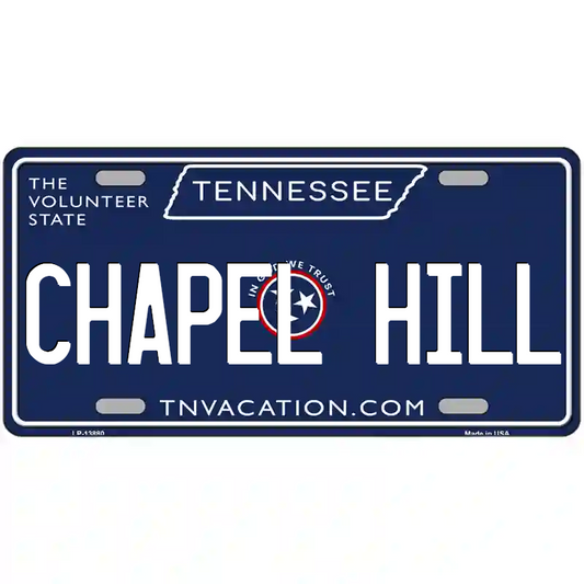 Chapel Hill Tennessee Blue Metal Sign