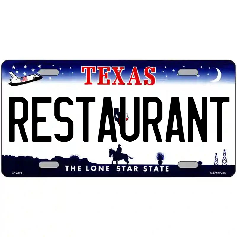 Restaurant Texas Metal Sign