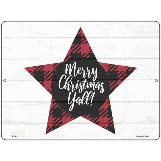 Merry Christmas Y'All Star Parking Sign 9 X 12